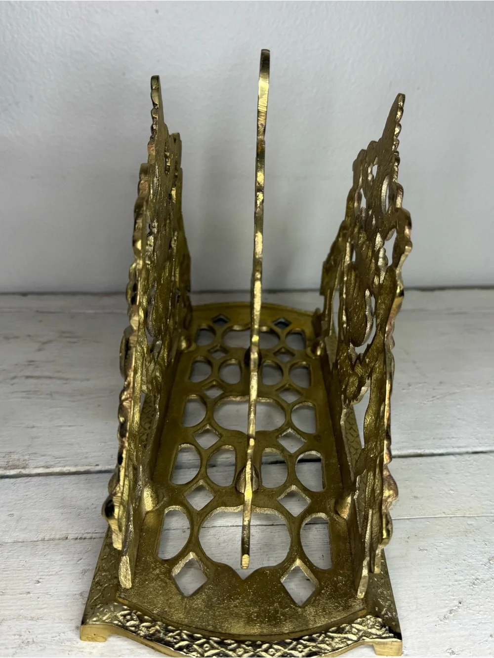 VTG Brass Ornate Victorian Desk Mail Letter Organizer w/Cherubs Andrea by Sadek